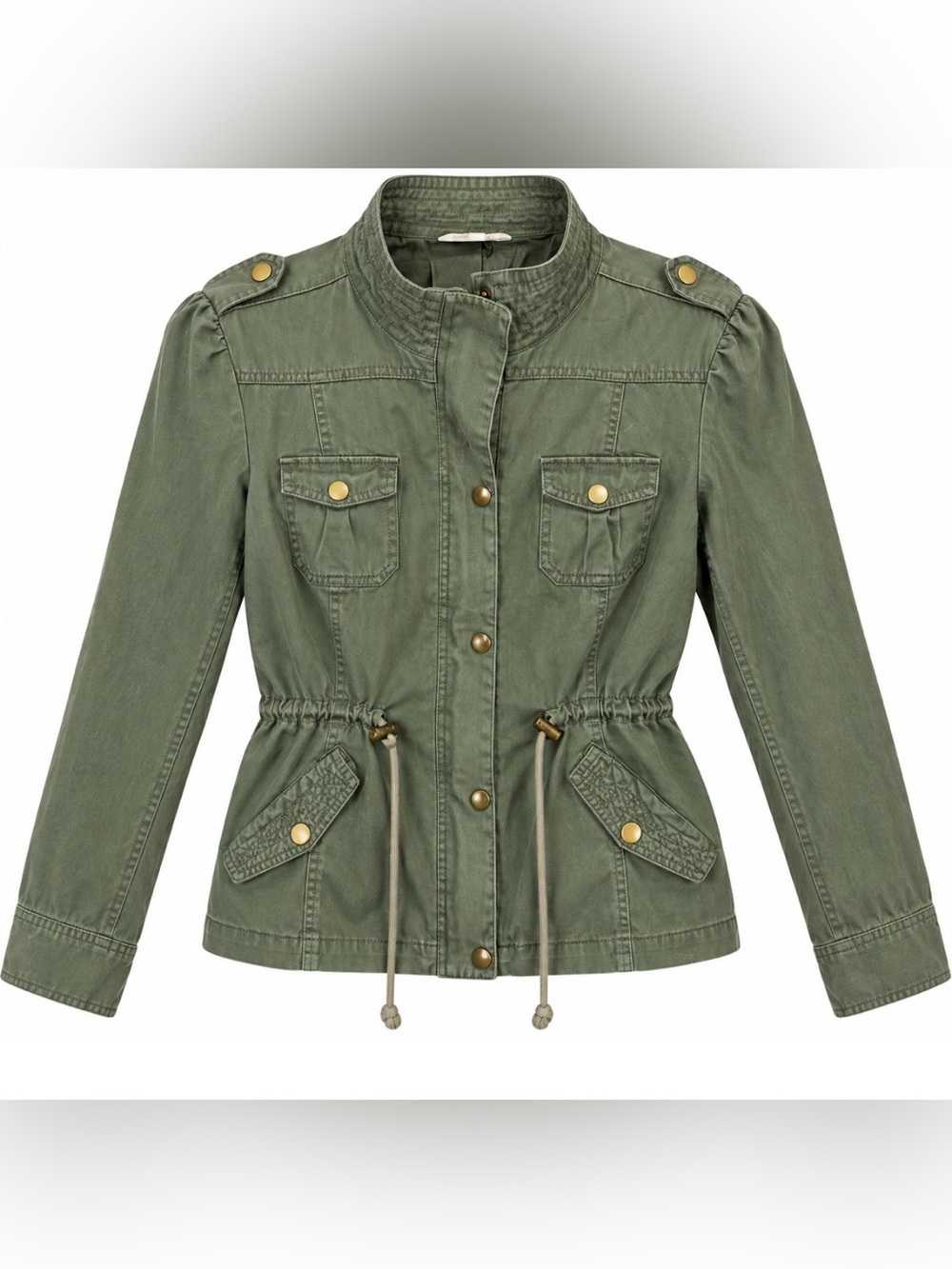 Candies Women's Olive Green Utility Military-Style Drawstring Jacket, size large